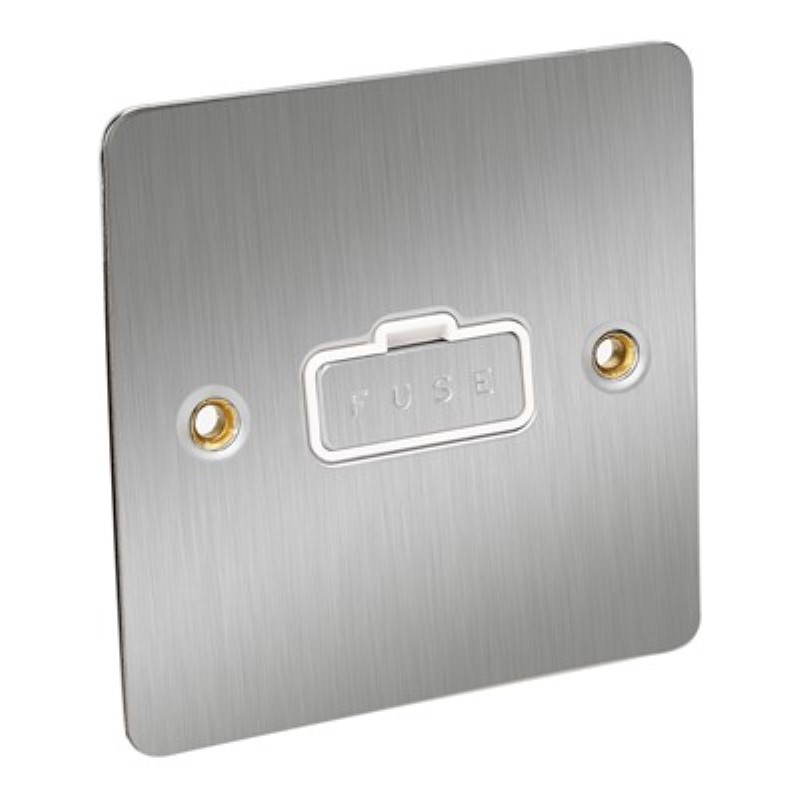 Flat Plate 13Amp Fused Connection Unit with Switch *Chrome/White